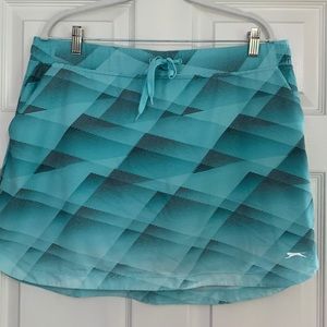 Teal and Black Patterned Slazenger Golf Skort